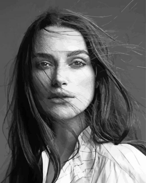 Black And White Keira Knightley paint by number