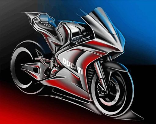 Black Ducati Racing Motorcycle paint by number