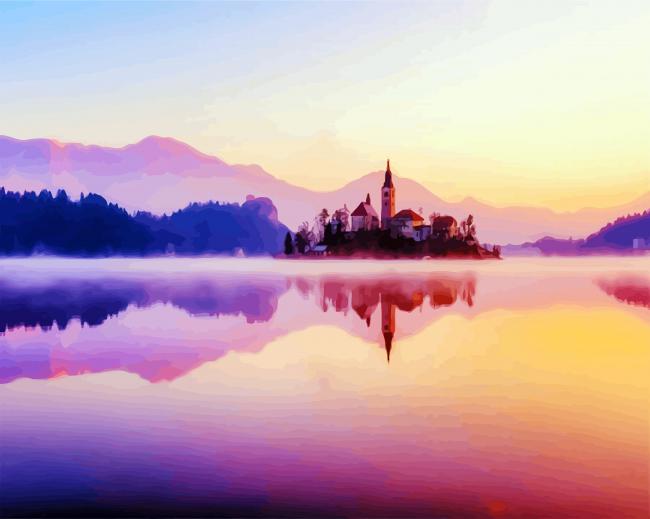 Bled At Sunset paint by number