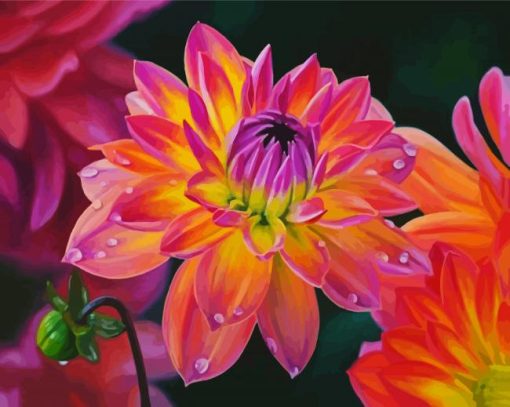 Blooming Dahlia Art paint by numbers