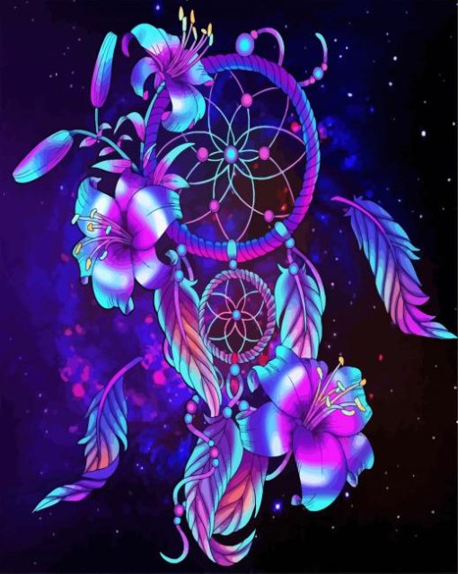 Blue And Violet Dream Catcher paint by numbers