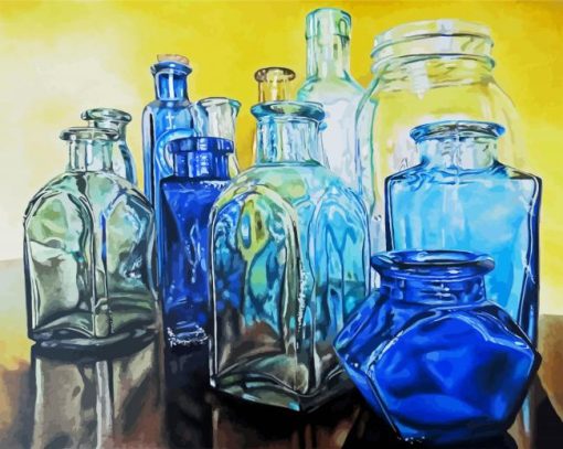 Blue Glass Bottle paint by numbers