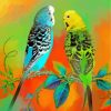 Blue Green Budgies paint by numbers