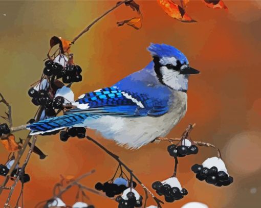 Blue Jay Bird Art paint by number