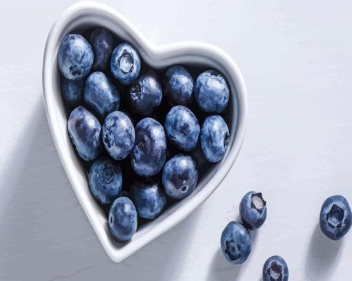 Blueberries In Heart Bowl paint by number