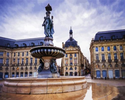 Bordeaux Mirroir D Eau Fountain In France paint by numbers