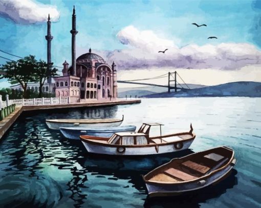 Bosphorus Bridge View Art paint by number