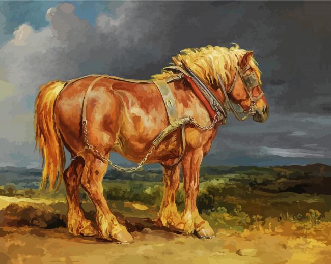 Brown Shire Horse paint by numbers