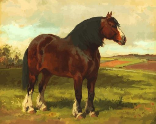 Brown Shire Horse paint by number