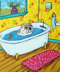 Bulldog In Tub paint by number