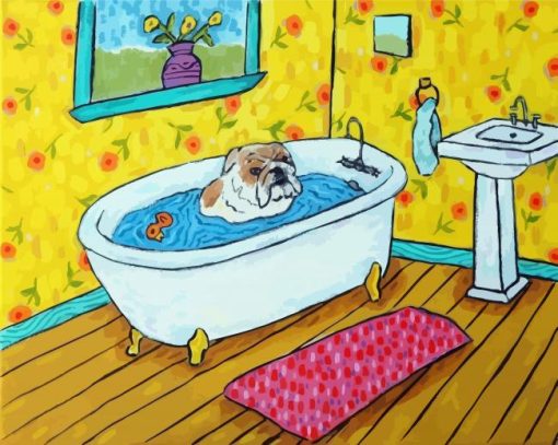 Bulldog In Tub paint by number