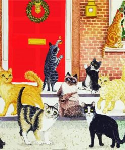 Cats In Doorstep paint by numbers