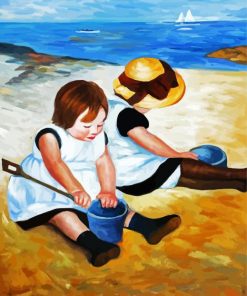 Children Playing On The Beach Cassatt paint by number