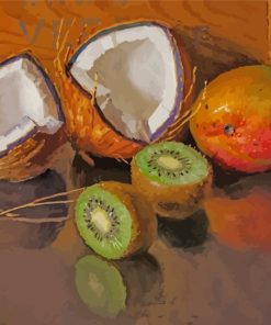 Coconut Mango Kiwi Fruits paint by numbers