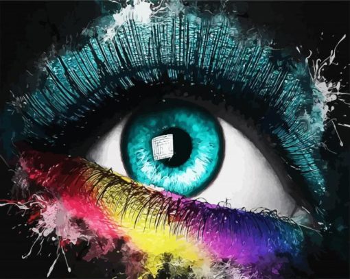 Colourful Eye Splash Art paint by numbers