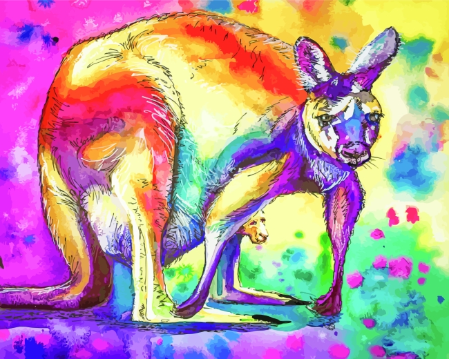 Colorful Kangaroo Art paint by numbers