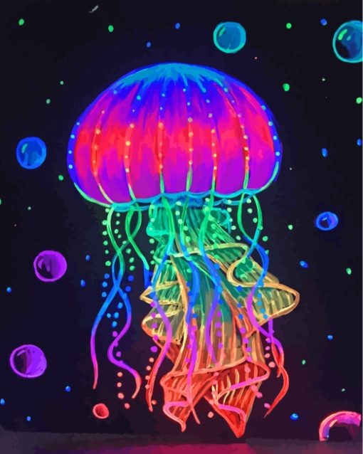 Colorful Neon Jellyfish Paint by numbers
