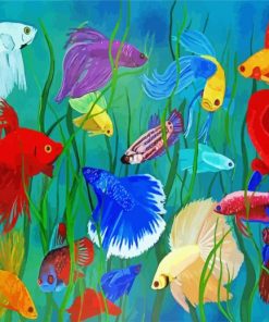 Colourful Siamese Fish paint by numbers