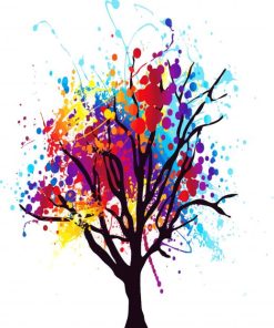 Colorful Splash Tree paint by number