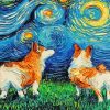 Corgi Dogs Starry Night paint by numbers