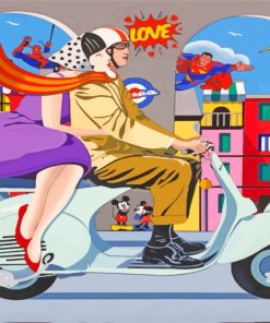 Couple On Vespa paint by numbers
