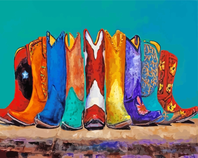Cowboy Boots Paint By Numbers - PBN Canvas