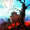 Creepy Halloween Graveyard paint by number