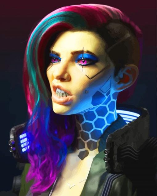 Cyberpunk Girl Video Game paint by number
