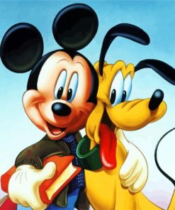Disney Pluto And Mickey Mouse paint by number