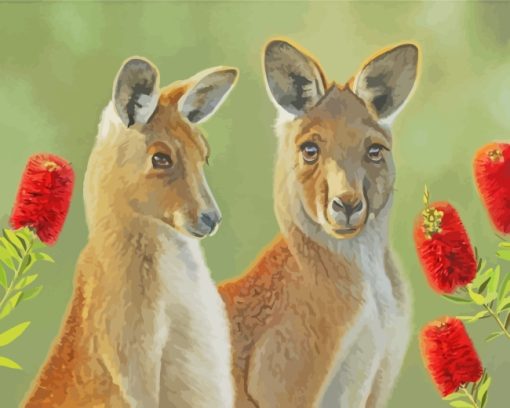 Eastern Grey Kangaroos paint by Numbers