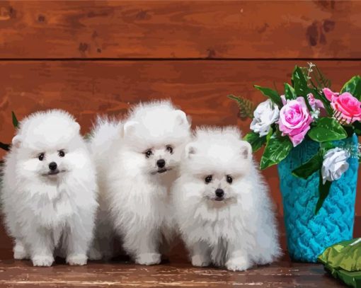 Eskimo Puppies paint by number