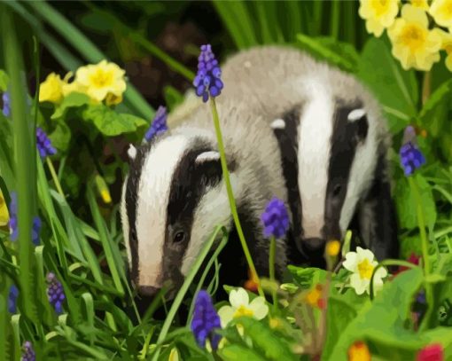 European Badger paint by number paint by numbers