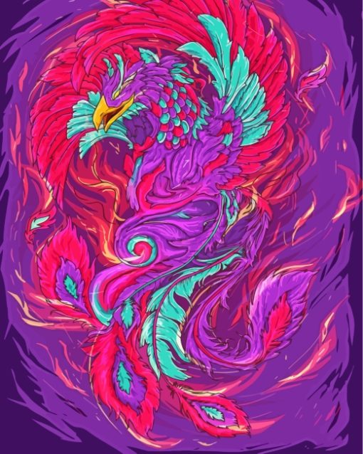 Fantasy Colorful Phoenix Bird paint by numbers