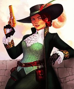 Female Gunslinger paint by number