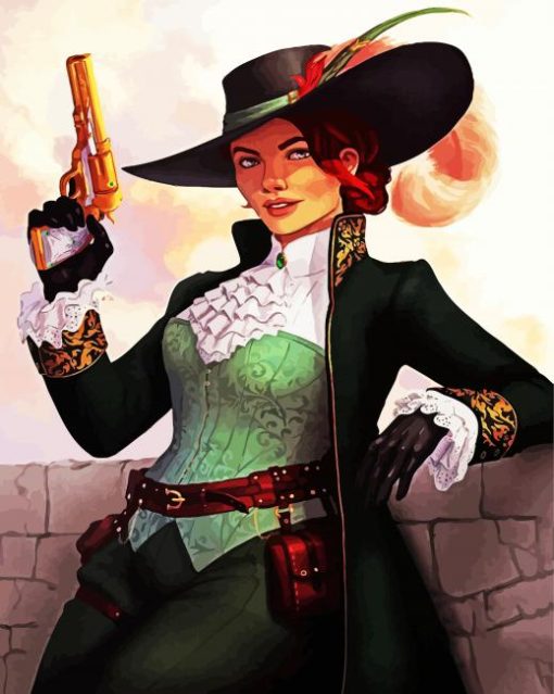 Female Gunslinger paint by number