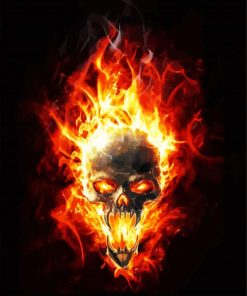 Flaming Skull Head paint by numbers