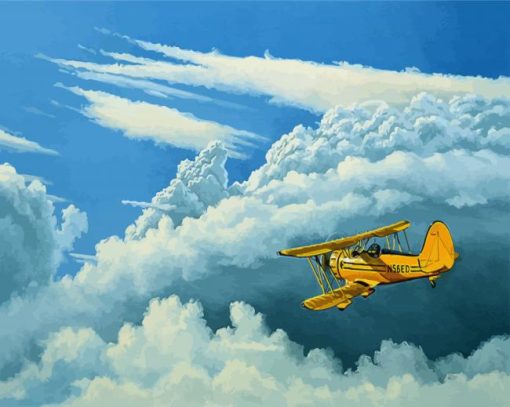 Flying Biplane paint by number