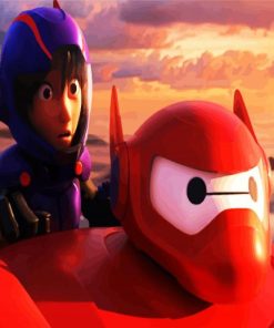 Flying Hiro Hamada And Baymax paint by numbers