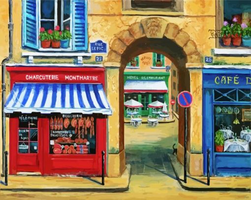 French Butcher Shop paint by number