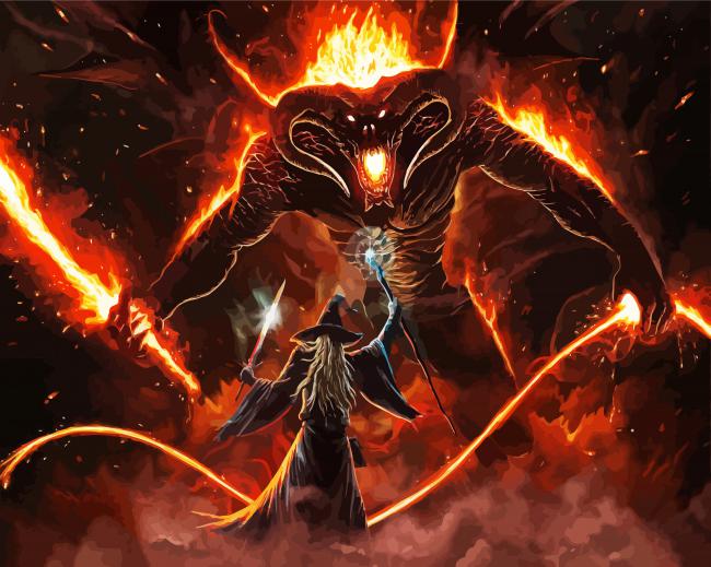 Gandalf And Balrog paint by number