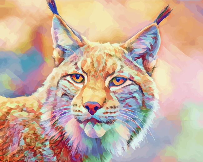 Geometric Colorful Bobcat Paint by numbers