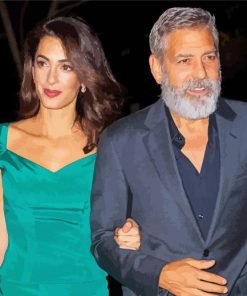 George Clooney And His Wife paint by number
