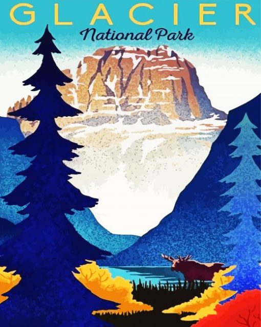 Glacier Montana Poster paint by number