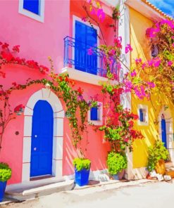 Greece Kefalonia Houses paint by numbers