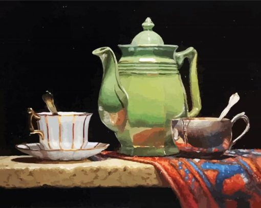 Green Teapot paint by number