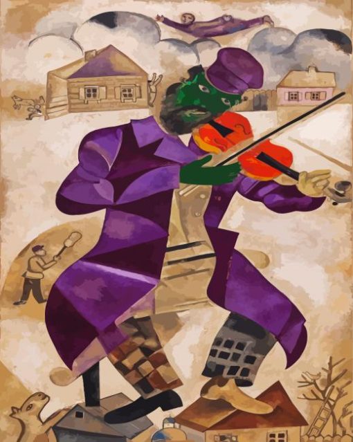 Green Violinist By Chagall paint by number
