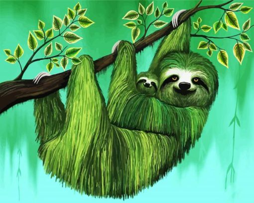 Green Sloth paint by number
