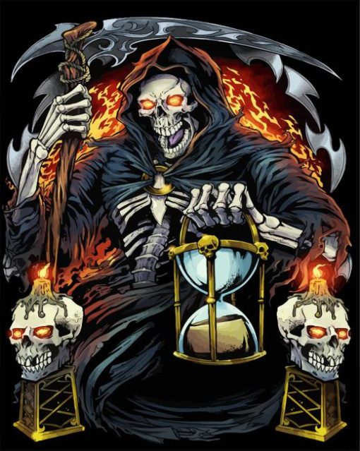 Grim Reaper With Hourglass paint by number