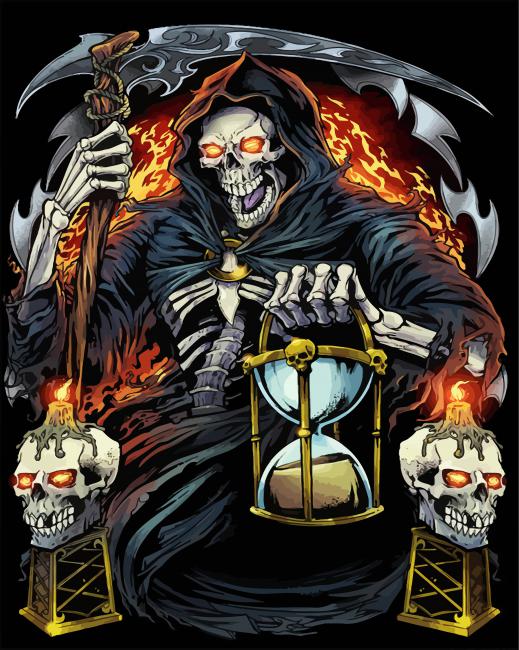 Grim Reaper With Hourglass Paint By Numbers - Paint By Numbers