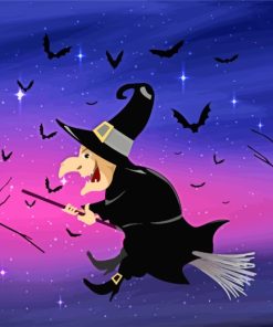 Halloween Witch Flying paint by numbers